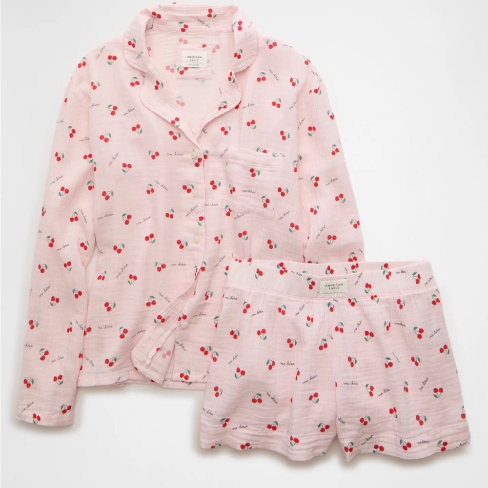 NEW cherry print AE Cotton Gauze PJ Set American Eagle - Picture 5 of 12